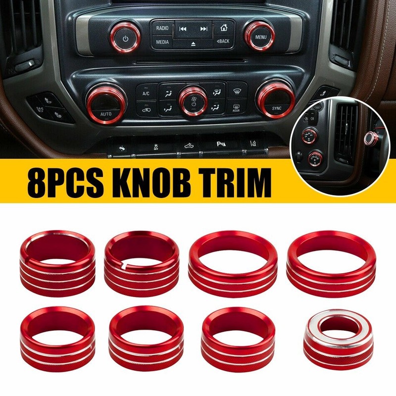 Center Console Switch Knob Cover Decor Bezels Trim for Chevy Silverado 14-18 EW