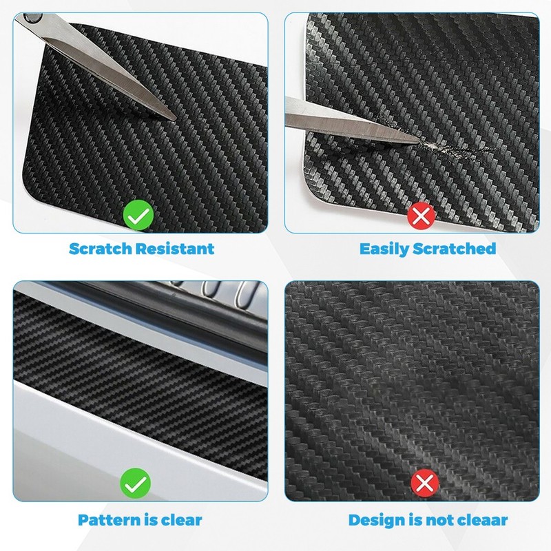 9PCS Carbon Fiber Leather Car Door Sill Trunk Plate Protector Step Sticker gallery