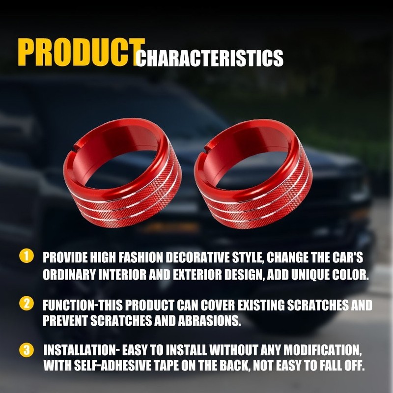 Center Console Switch Knob Cover Decor Bezels Trim for Chevy Silverado 14-18 EW gallery