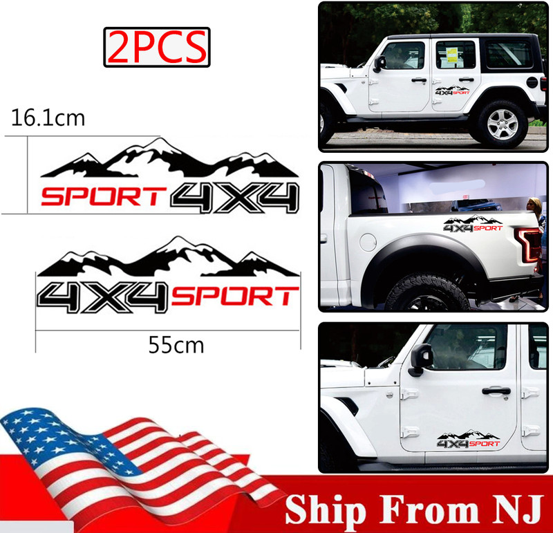Black Pickup Car Sticker 4X4 OFF ROAD Mountain Vinyl Decal Side Door Sport