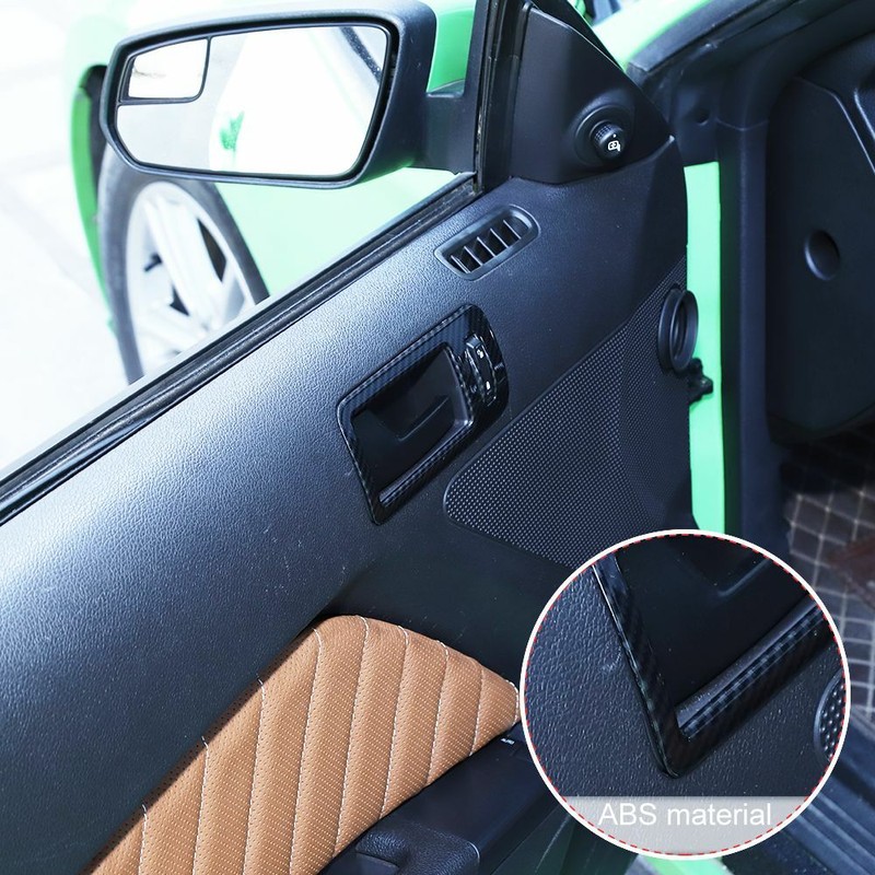 2x Interior Door Handle Frame Trim Cover For Ford Mustang 2004-2014 Carbon Fiber gallery