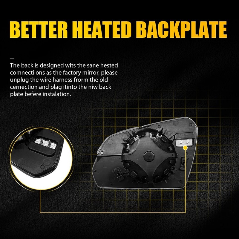 Passenger Side Heated Mirror Glass For Hyundai Sonata 15-19 W/Backing Plate 1-5X gallery