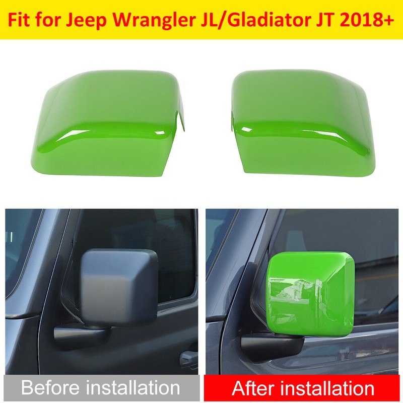 2x Front Door Rearview Mirror Cap Decor Cover Trim For Jeep Wrangler JL JT 18+
