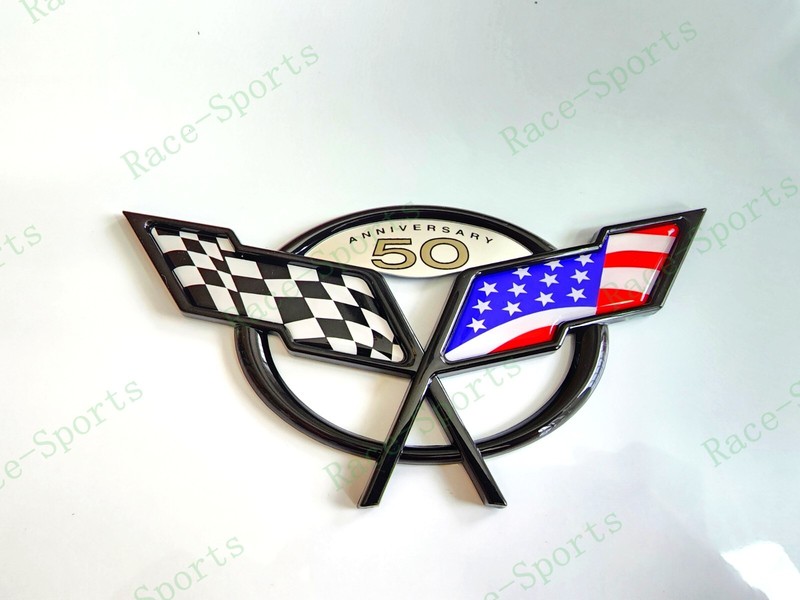 Black Front Rear 50Th Anniversary Cross Blue US Flag Emblem 1997-2004 C5Corvette gallery