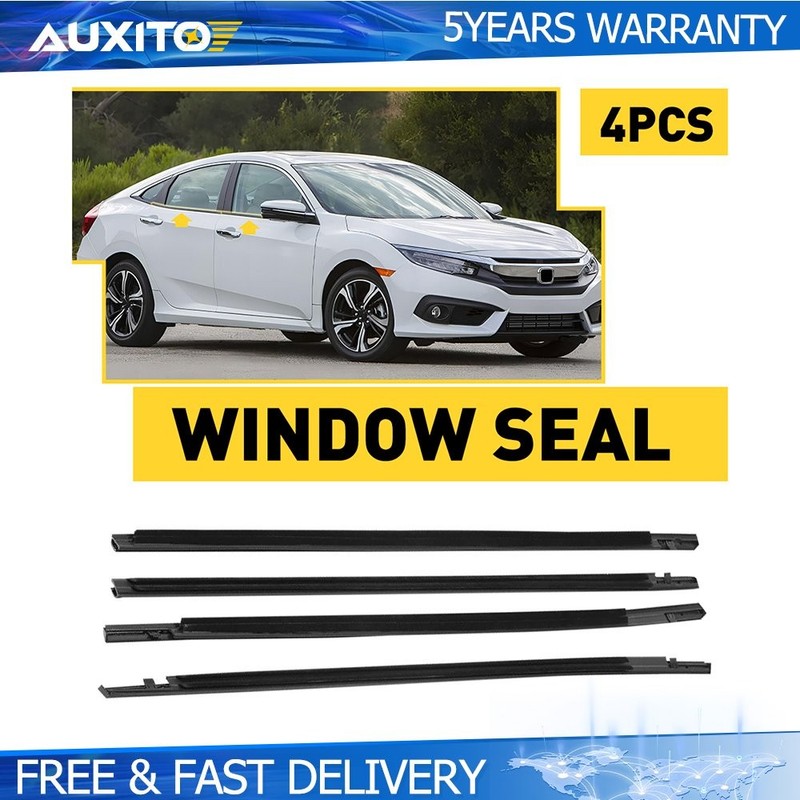 4PCS Weatherstrip Belt Window Trim Moulding Seal For Honda Civic 2016-2021