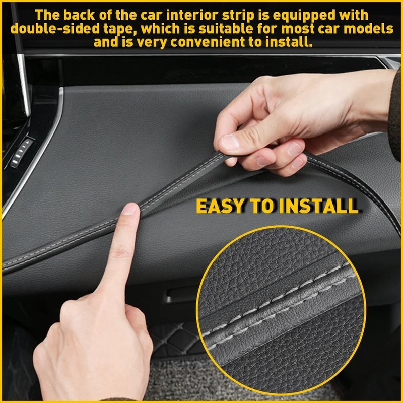 2M PU Leather White Dashboard Decor Line Strip Sticker Moulding Trim Accessories gallery