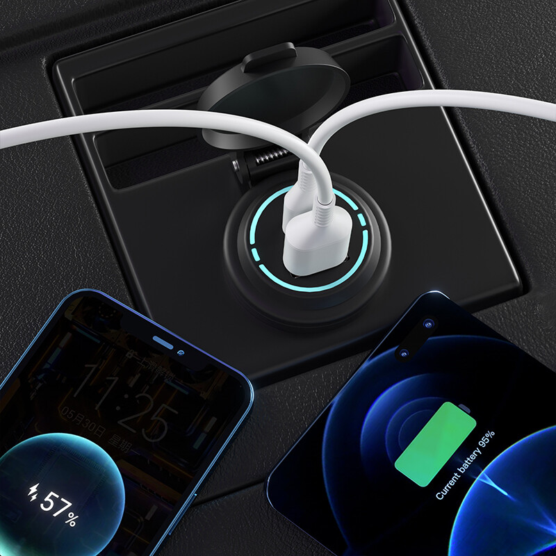 12V/24V Car Cigarette Lighter Socket USB Type C Port Charger Power Outlet LED gallery