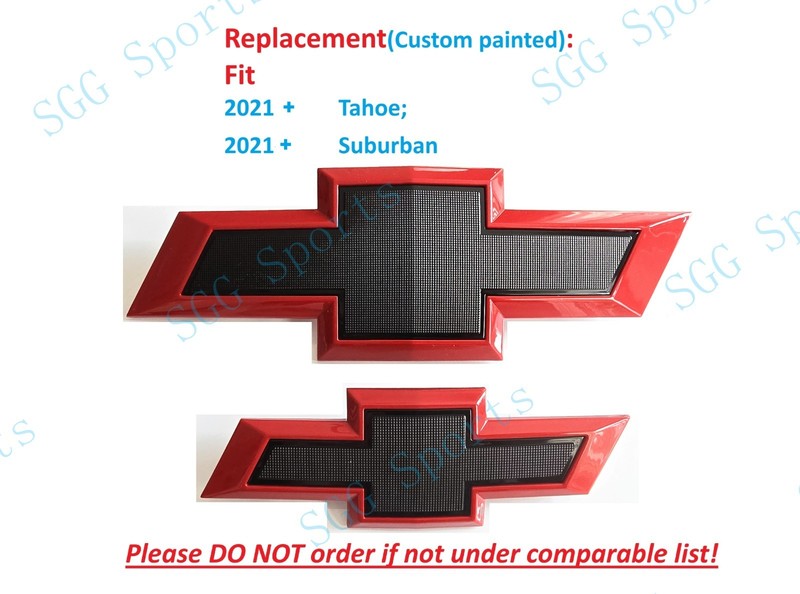 Front Grille Rear Bowtie Emblem Badge Gloss Red Black 2021+ Tahoe Suburban