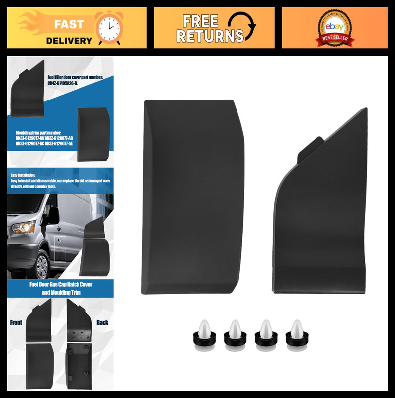 Fuel Door Gas Cap Hatch Cover & Moulding Trim for 2015-2019 Transit 150 250 350