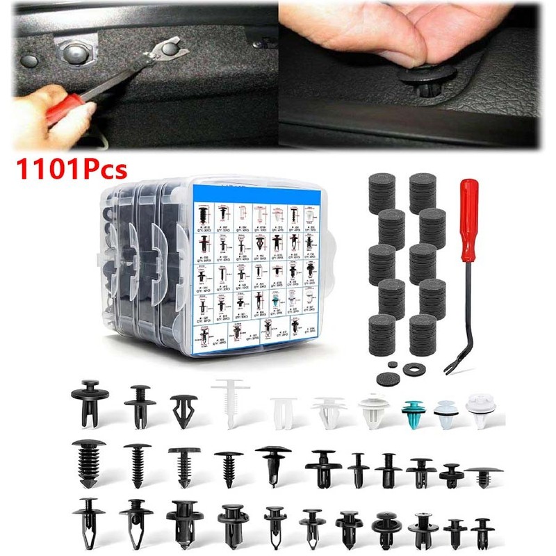1101PCS Car Retainer Clips Auto Panel Trim Fasteners Push Pin Rivet Bumper Kit