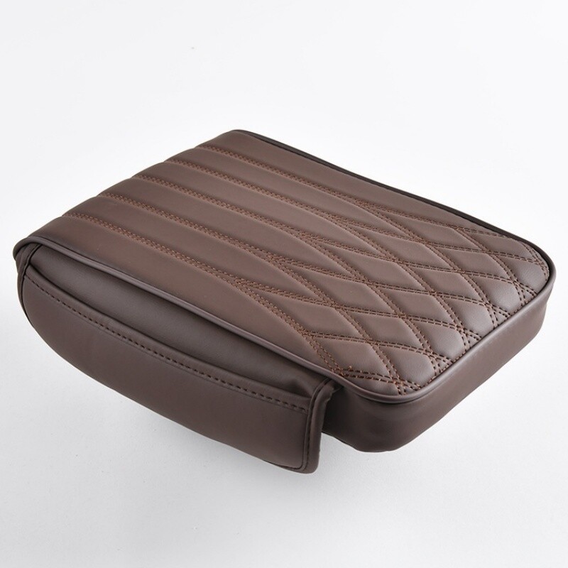 Car Center Console Cover PU Leather Car Arm Rest Cushion Pad with 2 Storage Bags gallery