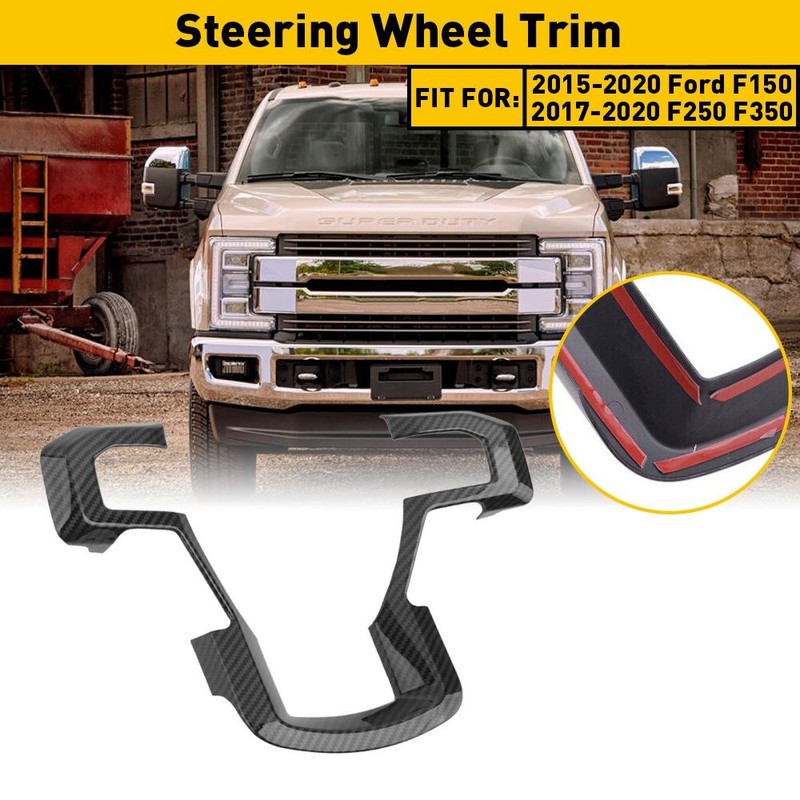 1X Black Steering Wheel Cover Trim Interior Accessories For 2017-2020 F250 F350