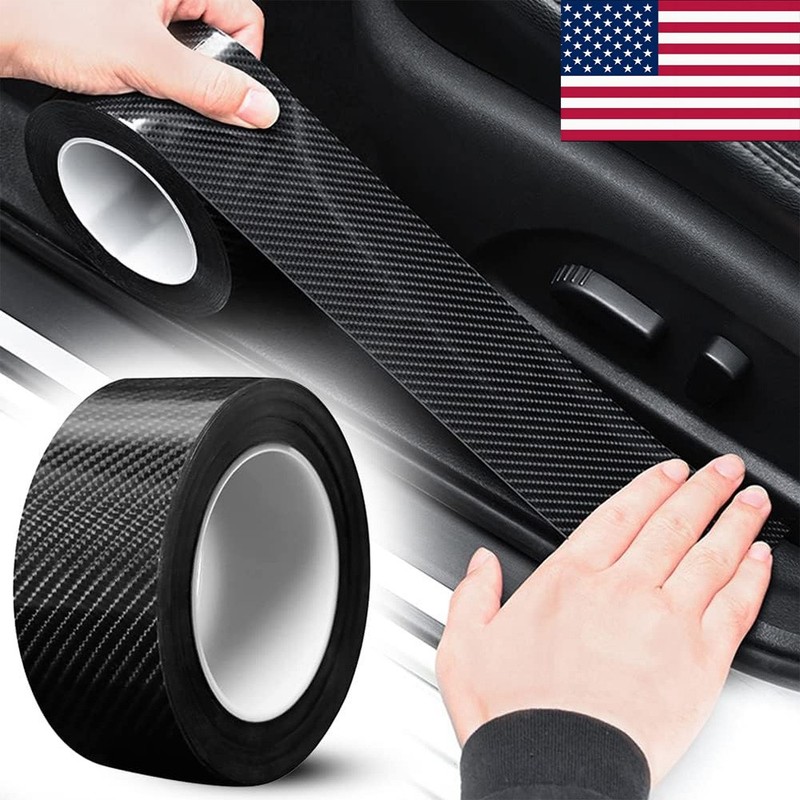 Carbon Fiber Vinyl Car Door Sill Scuff Cover Plate Sticker For Dodge Accessories