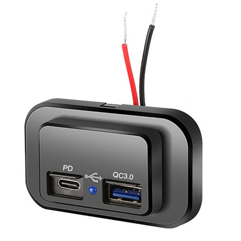 12V-24V Dual USB PD QC3.0 Car Boat RV Fast Charger Socket LED Power Outlet Panel