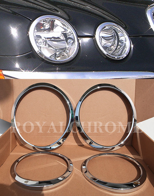 UNICUS 4x HEAD LAMP HEADLIGHT Surround BRIGHT CHROME for JAGUAR S Type 98 – 08