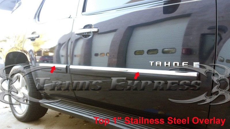 2007-2009 Chevy Tahoe 4Pc Chrome Body Side Molding Trim Overlay Top 1" 4Pc gallery