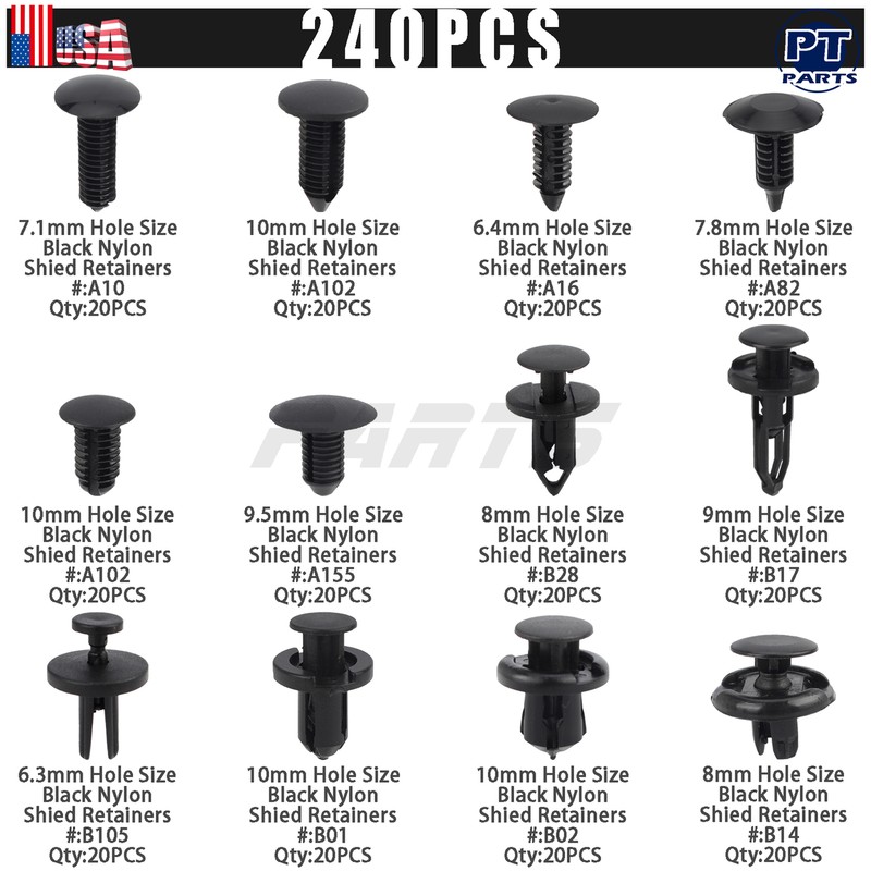 12 type Plastic Trim Retainer Fastener Clips Push Pin For GM 1595864 1605396