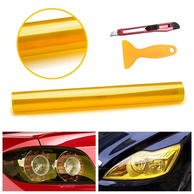 Golden Yellow 12″x72″ Headlight Taillight Fog Light Tint Film Vinyl Wrap EXV