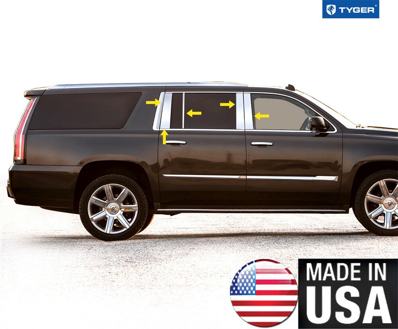 Chrome Accessories Pillar Post Trim Fit 15-20 Cadillac Escalade ESV 10P