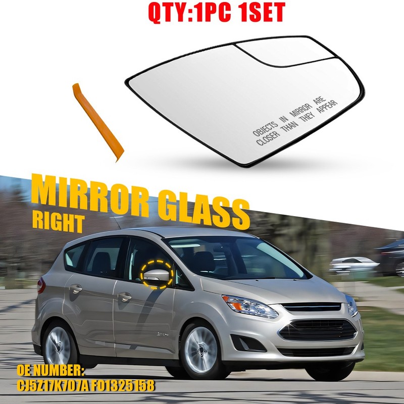 Non-Heated Right Side Mirror Glass for Ford C-Max Hybrid 2013-2018 1-10X