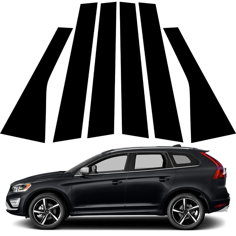 6x Fit For Volvo XC60 2009-2017 Glossy Black Door Window Pillar Post Trim Kit