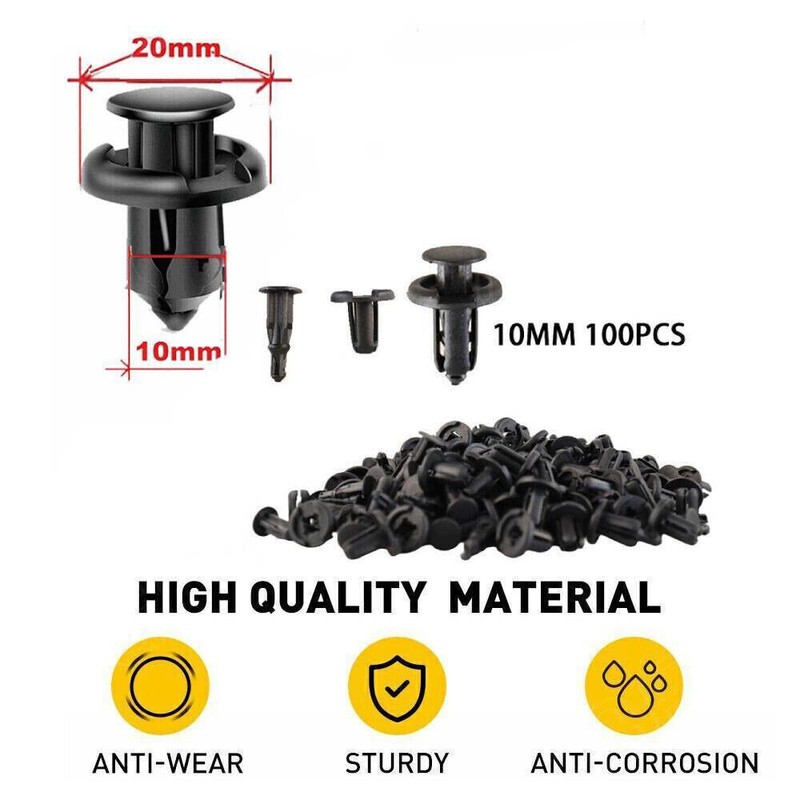 100pcs Clips Plastic Push Type Rivet Retainer Fastener Bumper Pin for Honda 10mm