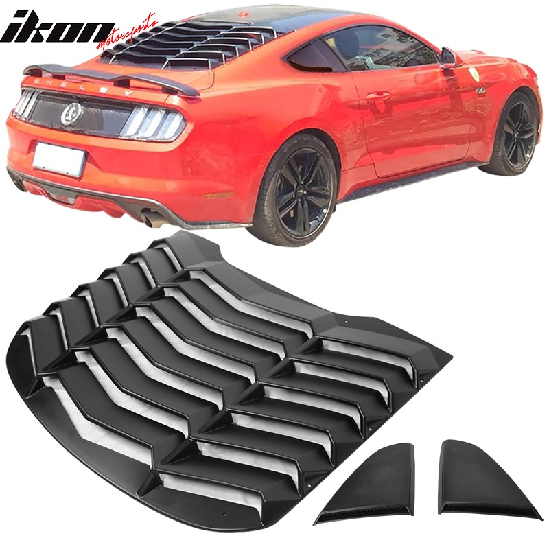 Fits 15-23 Ford Mustang IKON Style Rear Side Window Louver – Matte Black