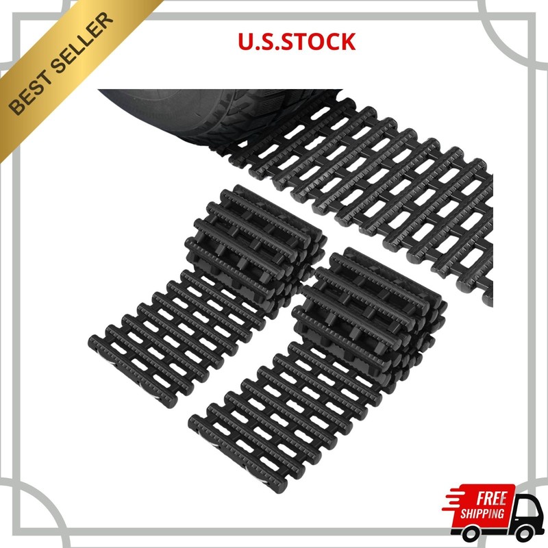 NEW 2PC 48in Traction Mat Portable Recovery Tracks 7Ton Non-Slip Black
