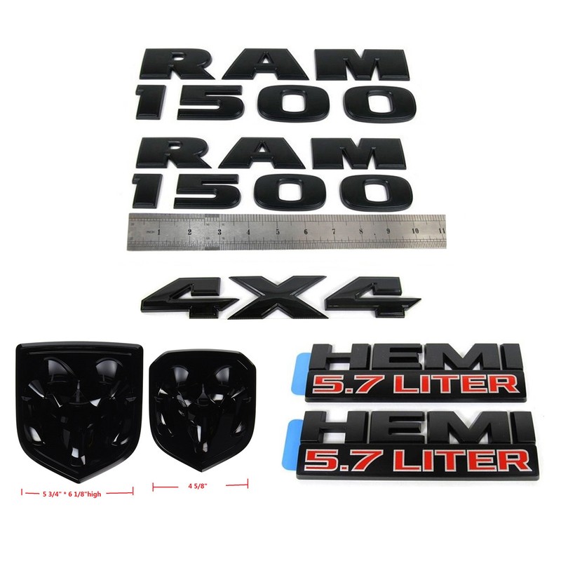 kit OEM RAM1500 4X4 Grille Tailgate 5.7 Liter HEMI Emblem for RAM 1500 Black