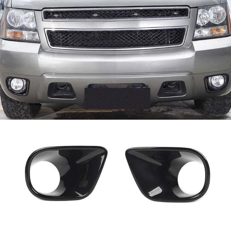 Black Front Light Lamp Trim Covers Ring For Chevrolet Avalanche & Tahoe 2007-13
