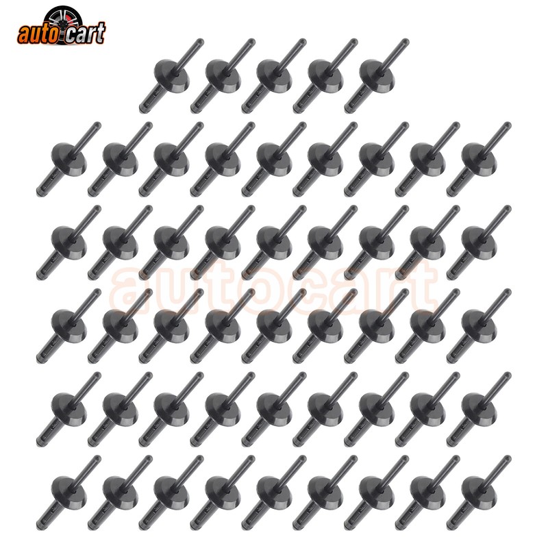 50x Black Nylon Blind Rivets 1/4" For GM 14063981 Ford N803043S Chrysler 6500911