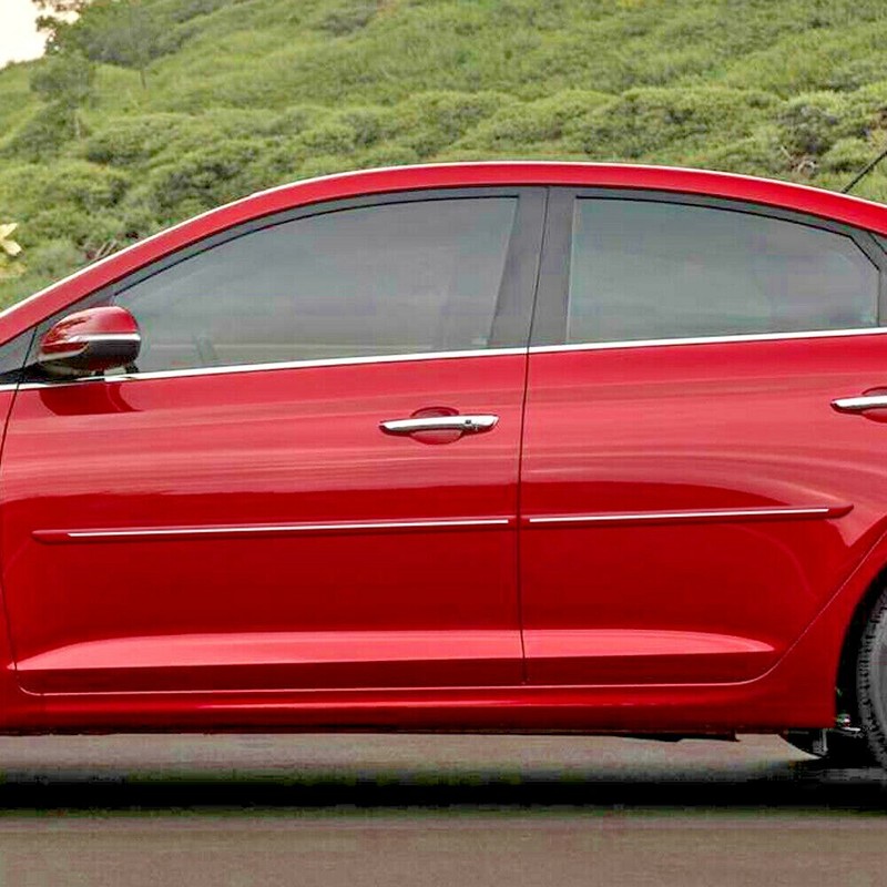 For: Hyundai Accent 2018-23 Painted Side Moldings w/ Chrome Inserts #CF-ACCENT18