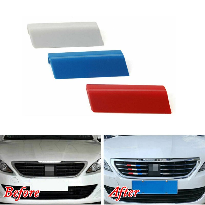Fits Peugeot 308 408 New Set of 3 France Grille Cover Flag Trim Color Front gallery