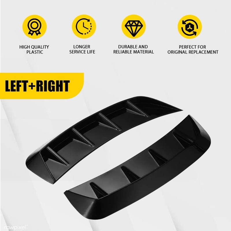 2Pcs Car Black Glossy Side Fender Air Vent Wing Cover Trim Universal Accessories gallery