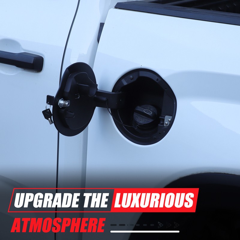 Fuel Gas Tank Cap Cover Trim w/ Lock & Key For Toyota Tundra 2022-2024 Aluminum gallery