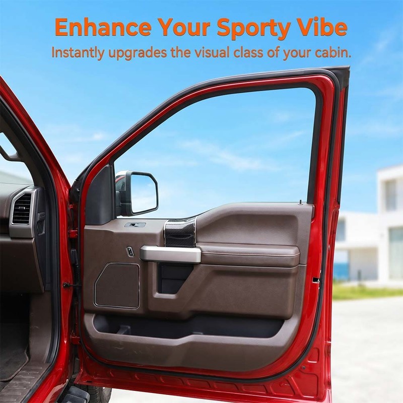 Interior Door Handle Panel Cover Top Trim Bezel For Ford F150 2015+Carbon Fiber gallery