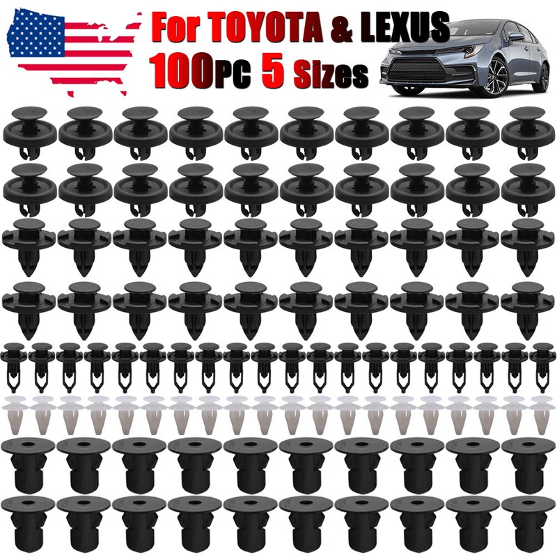 100x For Toyota Engine Cover Inner Fender Bumper Clips Screw Rivets 7 8 9mm Hole