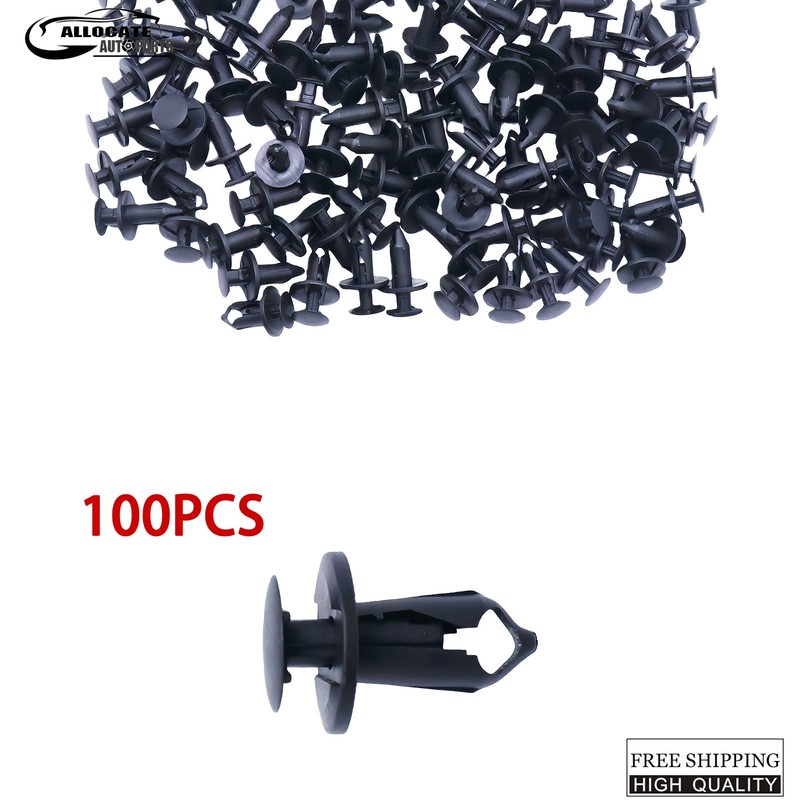 100x 8mm Bumper Clips Retainer Auto Car Plastic Rivets Fastener Fender Push US gallery