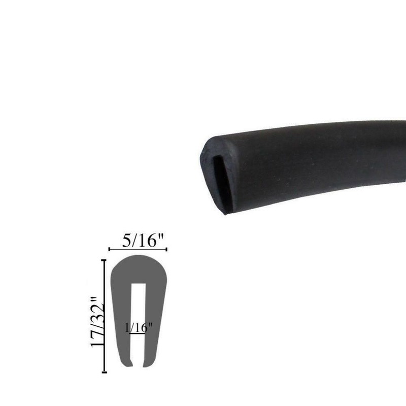 1/16″ X 17/32″ Rubber Edge Trim Seal Black U Channel Door Window Priced Per Foot