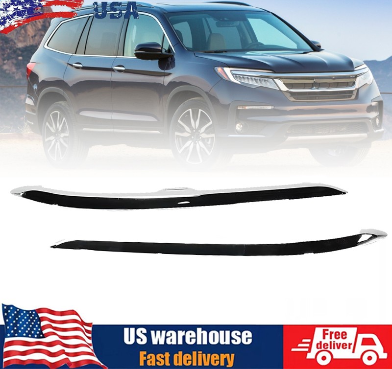 2X Chrome Front Driver ＆ Passenger Side Bumper Trims For Honda Pilot 2019-2022