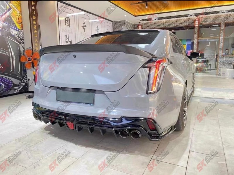 Unpainted/Glossy Black FRP/Carbon Fiber Rear Spoiler Wing For Cadillac CT4 20-26 gallery