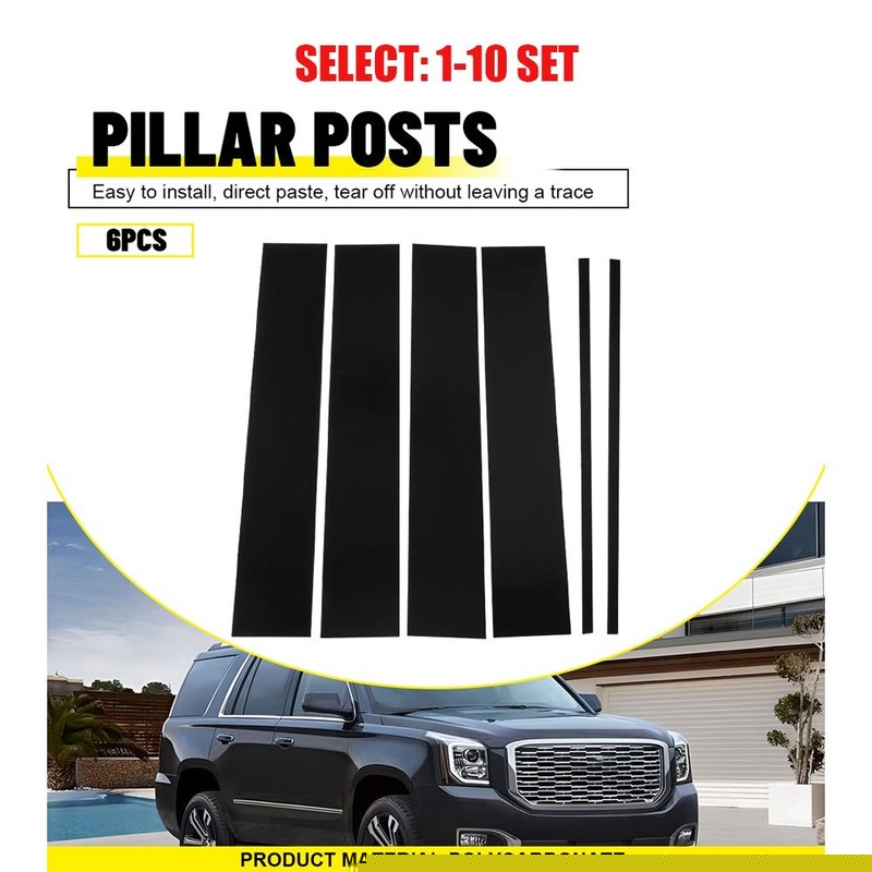 For 2015-2020 GMC Yukon Chevrolet Tahoe Black Window Pillar Posts Trims 6-60x
