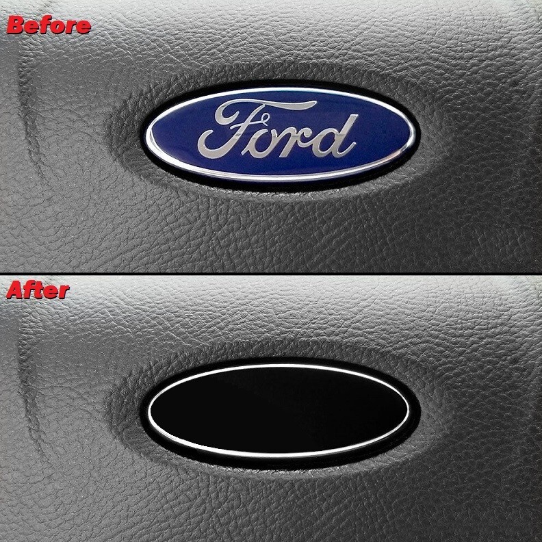 Gloss Black Vinyl Steering Wheel Emblem Overlay Decal For Ford F150 F250 F350 gallery
