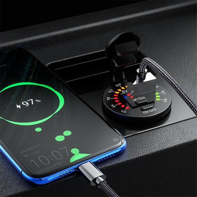 12V-24V Dual USB Car Fast Charger Socket Power Outlet LED Voltmeter For Boat RV gallery
