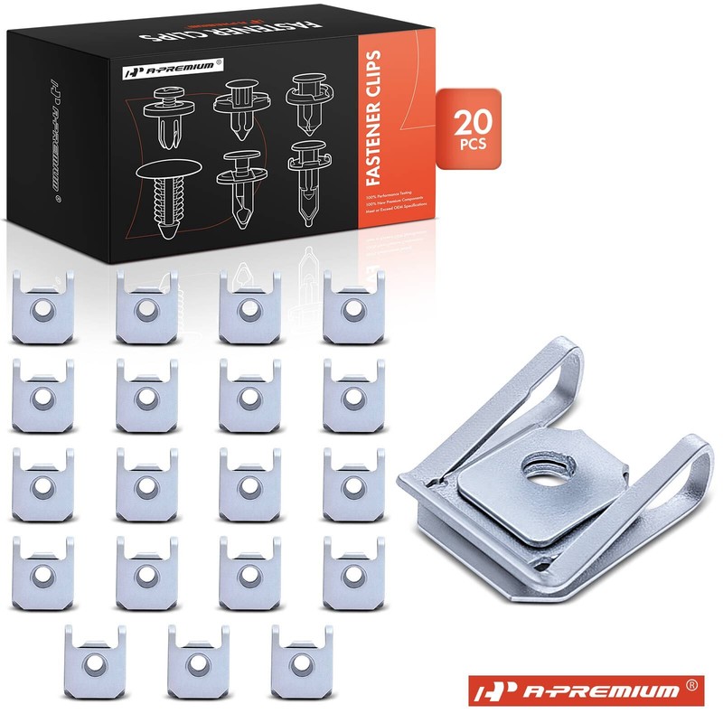 A-Premium 20Pcs 9mm Silver Zinc Retainer Clips Metric U-Nut for BMW 1 3 6 Series