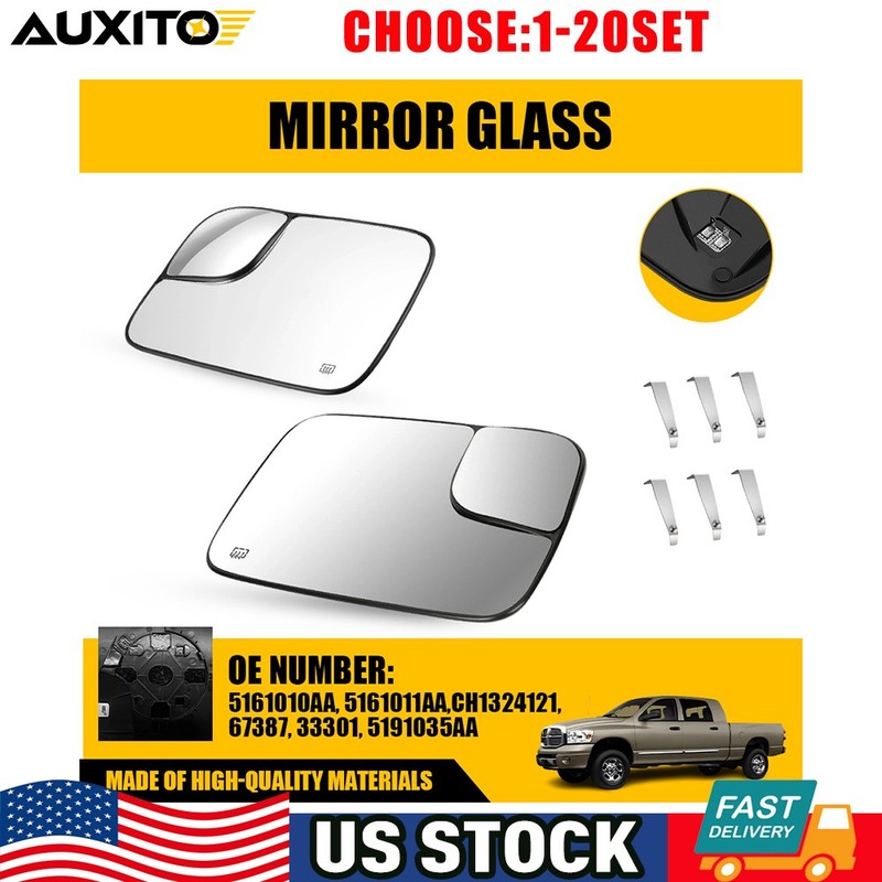 Right Left Side Heated Mirror Glass Fit 2005-2009 Dodge Ram 2500 3500 1500 2-10X