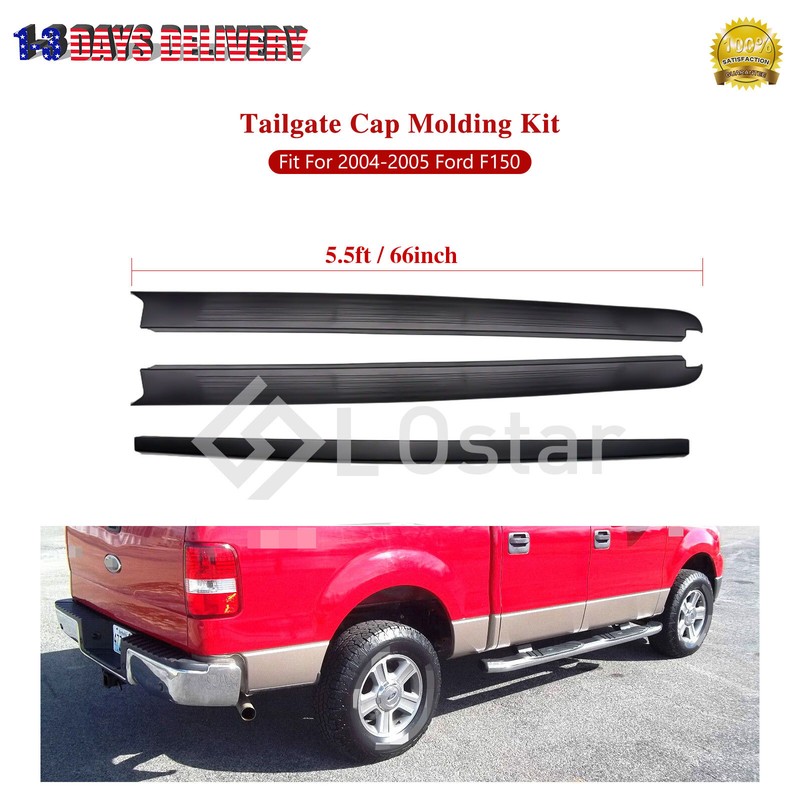 Style Side 5.5′ RH & LH Bed Rail & Tailgate Cap Molding Kit For 04-05 Ford F-150