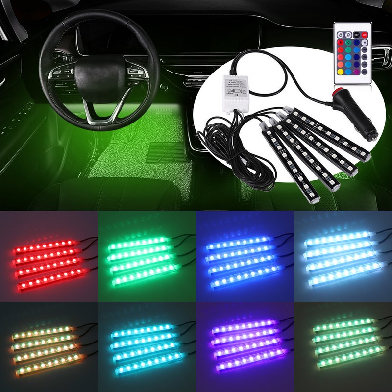 RGB LED Car Interior Floor Decoration Ambient Light Strip 12v Super Bright