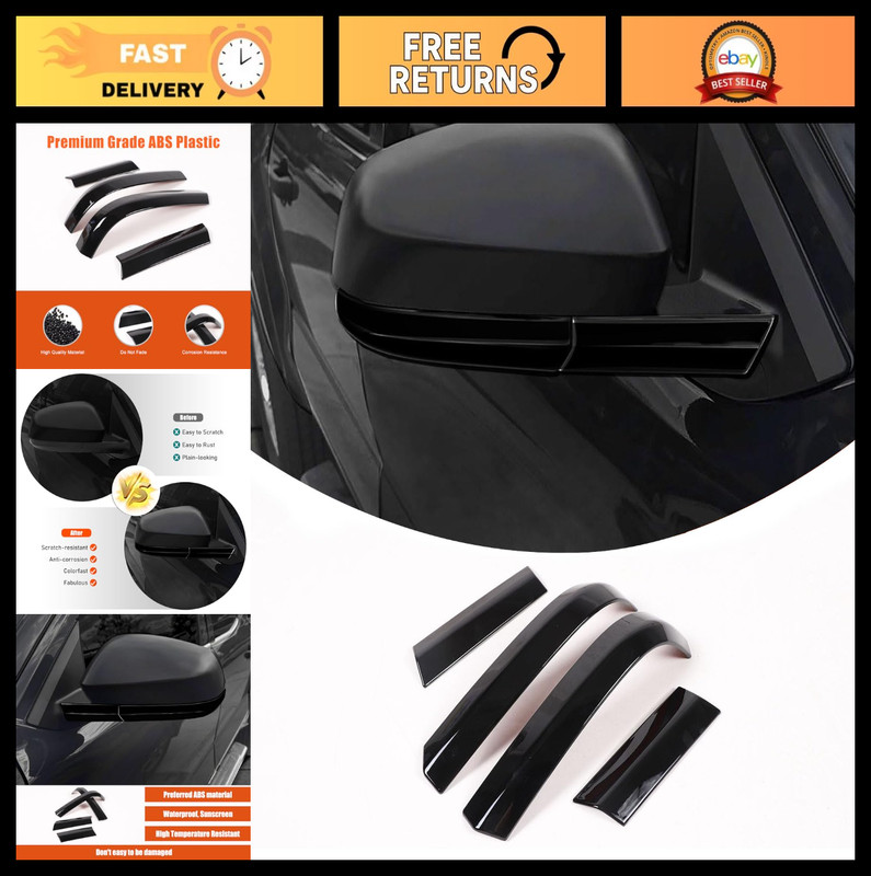 «Gloss Black Rearview Mirror Trim Strips for Tacoma 2024+ – Exterior Protection