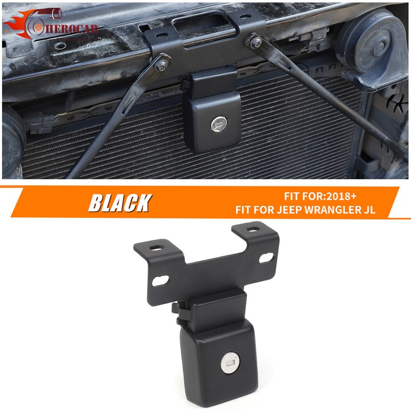 Hidden Front Hood w/Lock Latches for Jeep Wrangler JL JT 2018+ Black Accessories gallery